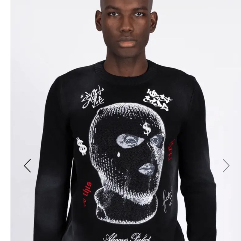 Men’s Left Point Graphic Crewneck Sweater w/ Rhinestones Size Large BNWT